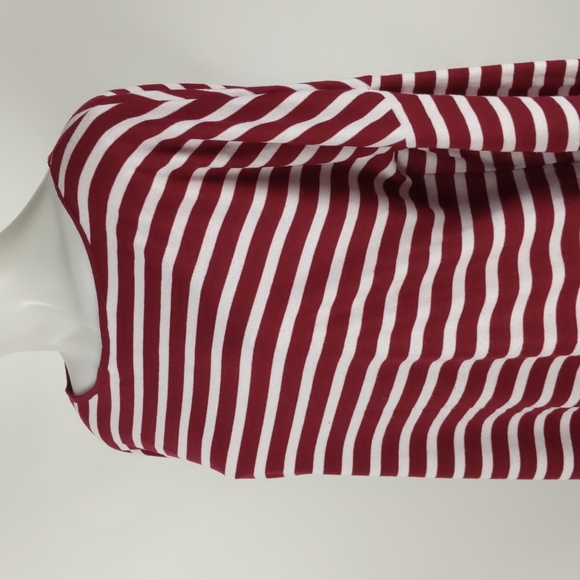 Dannii Minogue Top Size 14P White Red Stripe Long Sleeve Back Slit Hi-Low Hem - Picture 5 of 14